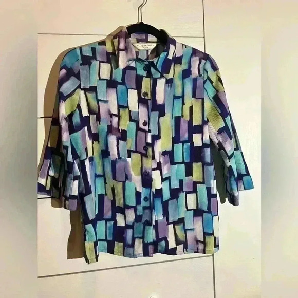 Allison Daley printed 3/4 length sleeve chiffon silky blouse - Picture 1 of 5